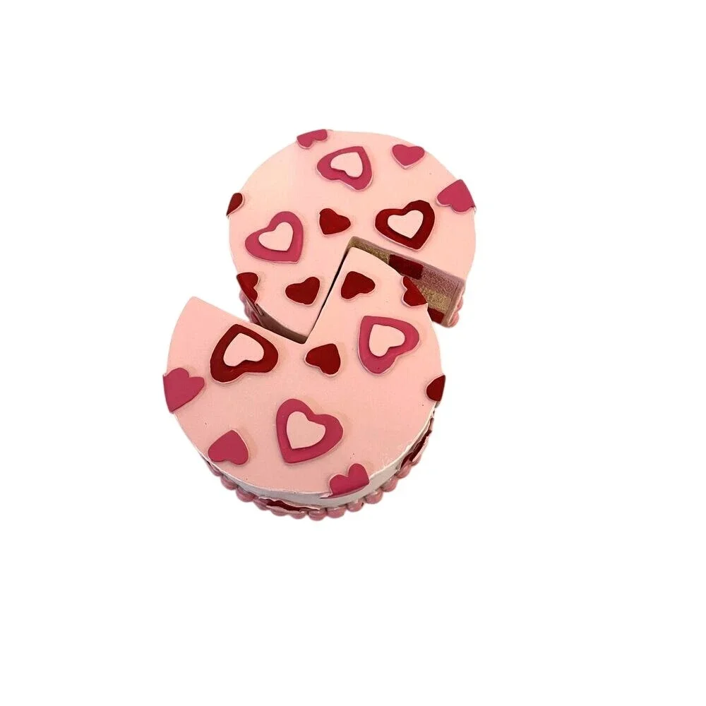 Valentine's Heart Cake Slice Sculpture‎ Table Decor Valentine Decor Set of 2 NEW